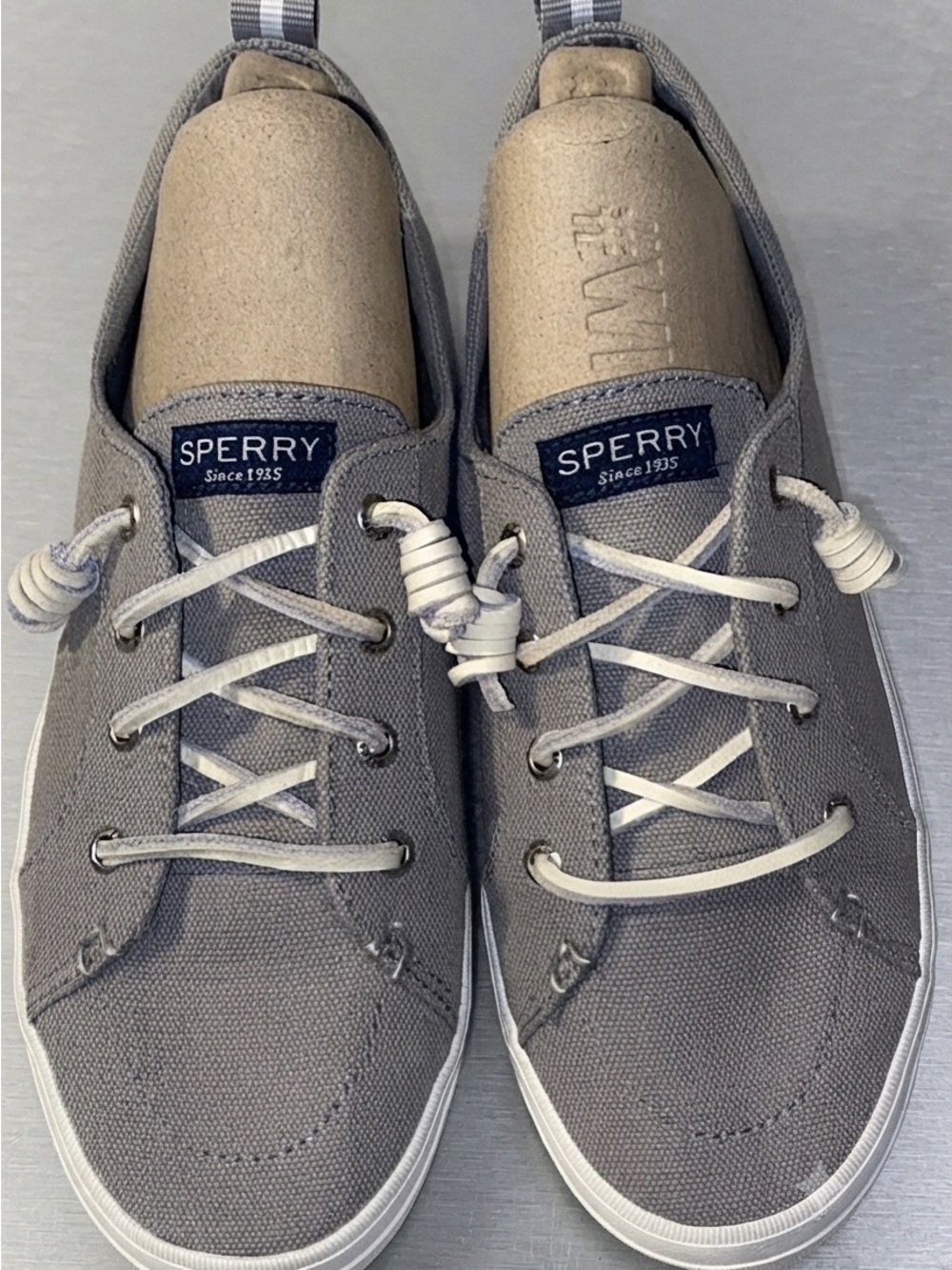 Sperry Gray Canvas Women's Top Siders w/Memory Foam